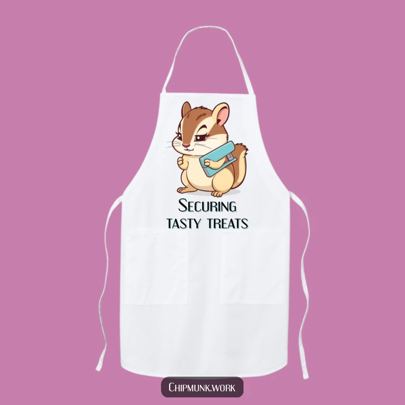 Funny Chipmunk Stapler Apron: Determined Rodent's Office Kitchen Wear