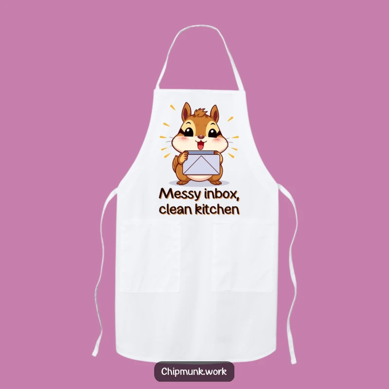 Funny Chipmunk Inbox Apron: Hilarious Wear for the Overwhelmed Techie