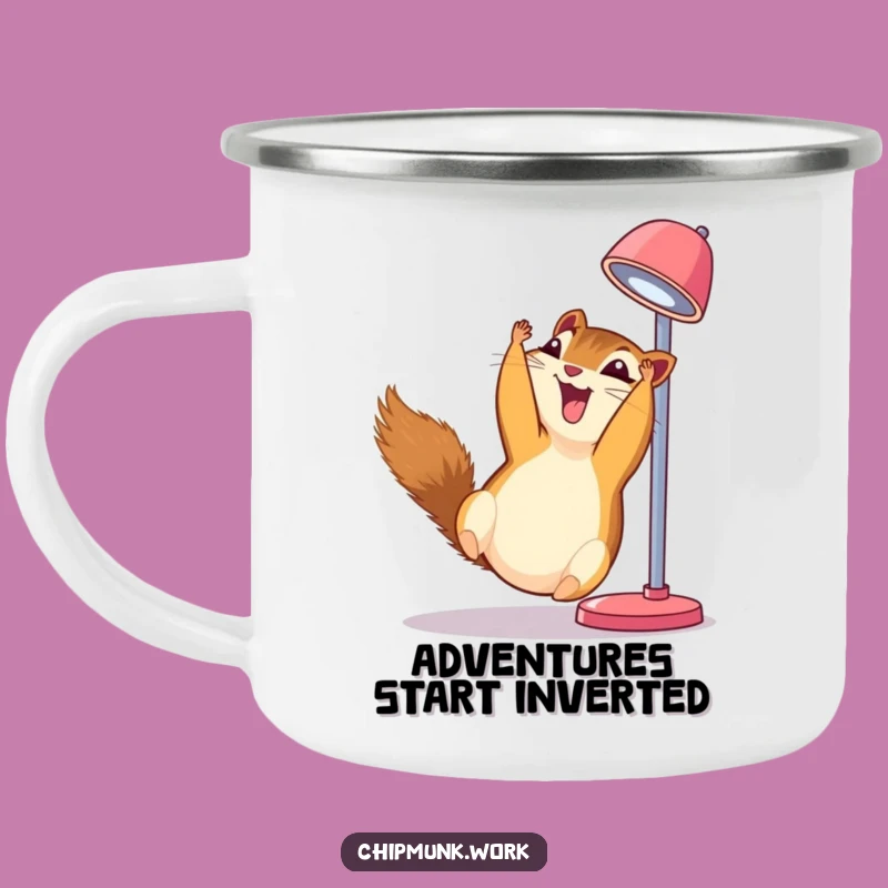 Funny Giggling Chipmunk Camping Mug - Upside Down Lamp Adventure Mug