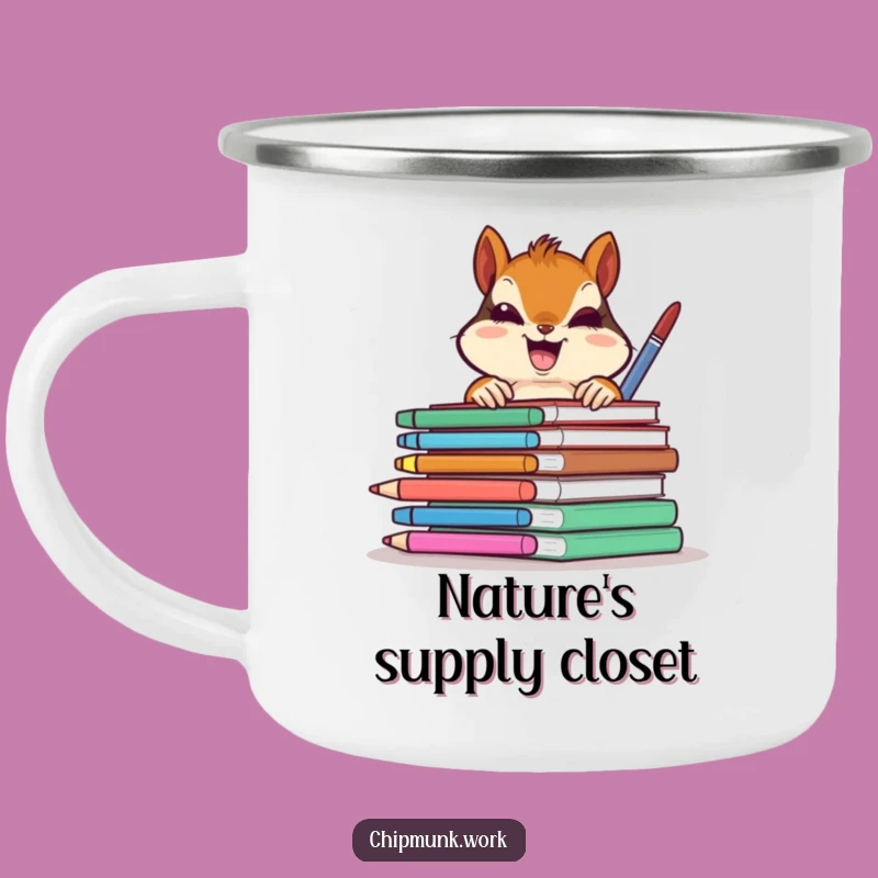 Funny Chipmunk Office Peek Camping Mug: Playful Outdoor Drinkware, A Humorous Gift