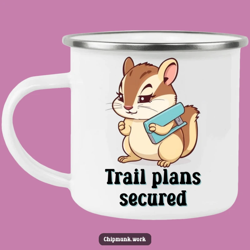 Funny Chipmunk Stapler Camping Mug: Determined Rodent's Outdoor Mission Cup