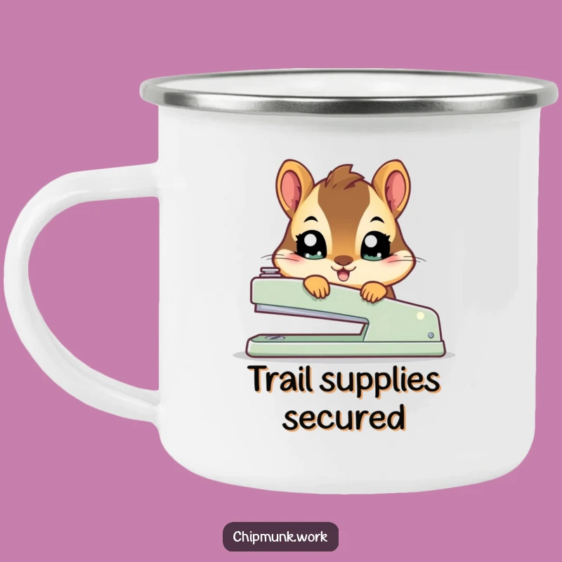 Funny Kawaii Chipmunk Stapler Camping Mug - Adorable Outdoor Humor
