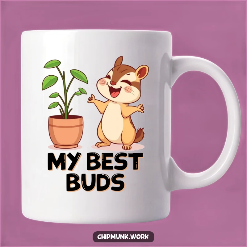 Funny Chipmunk Desk Mug: Laughing with Plant Buddy, Hilarious Office Gift