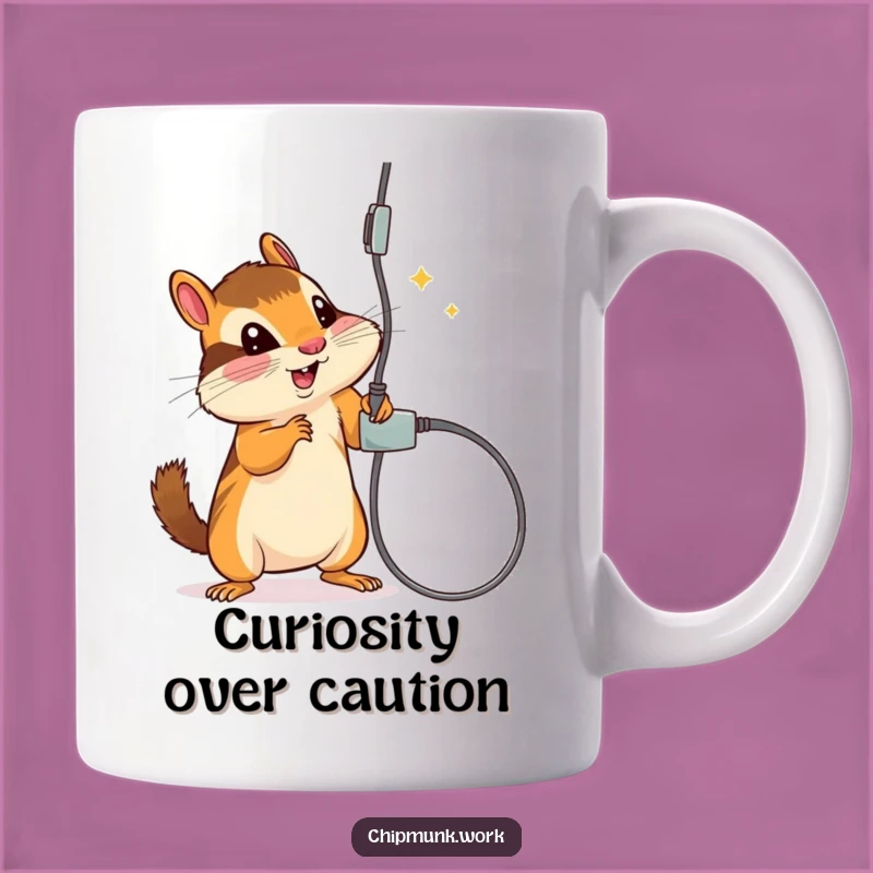 Funny Chipmunk Explorer Mug - Hilarious Cord Batting Antics