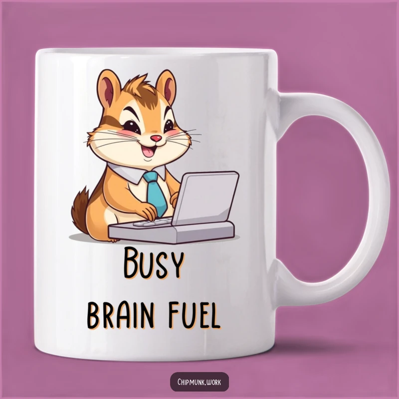 Funny Chipmunk Office Mug: Busy Tie-Wearing Chipmunk Typing, Perfect Funny Gift!
