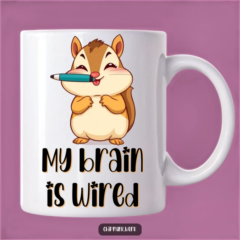Funny Chipmunk Office Whiz Mug - Playful Pen Balancing Expert Gift