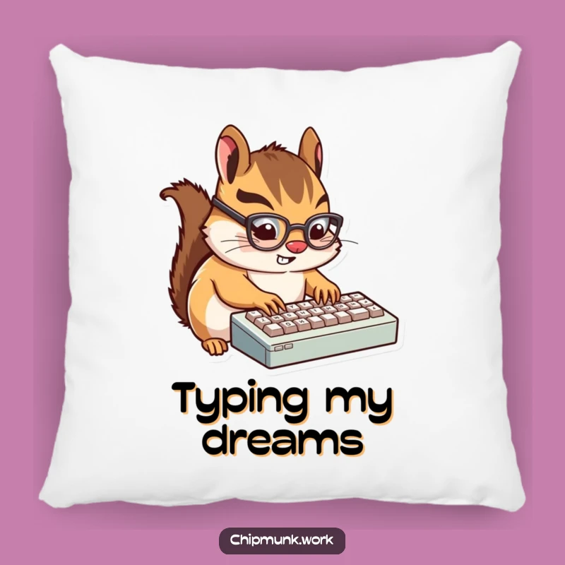 Comfy Funny Chipmunk Typist Pillow: Soft Rodent Cushion, Cozy Gift