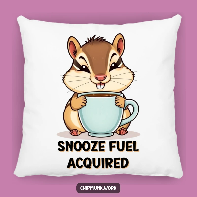 Funny Chipmunk Cuddle Pillow - Soft & Goofy Coffee Sipping Accent