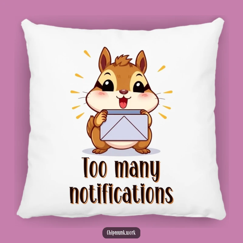 Funny Chipmunk Inbox Pillow: Cozy Hilarious Accent for Tech-Weary Folks