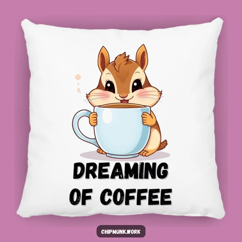 Funny Chipmunk Pillow: Cozy Up With a Wide-Eyed Coffee Sipper, Cute Gift