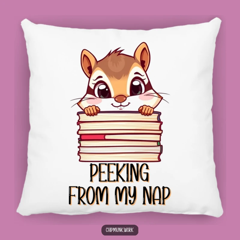 Funny Chipmunk Pillow - Curious File Peeker