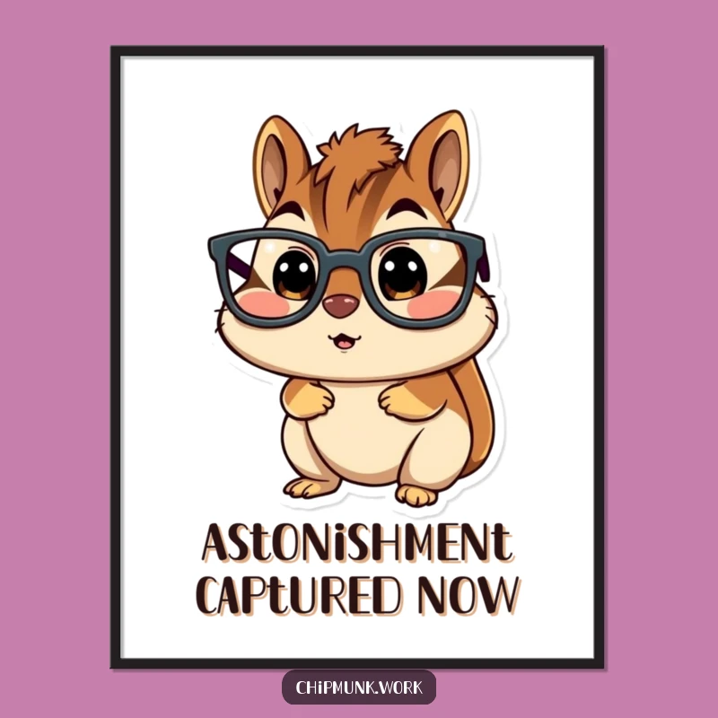 Funny Surprised Chipmunk Digital Art - Glasses Shock Print