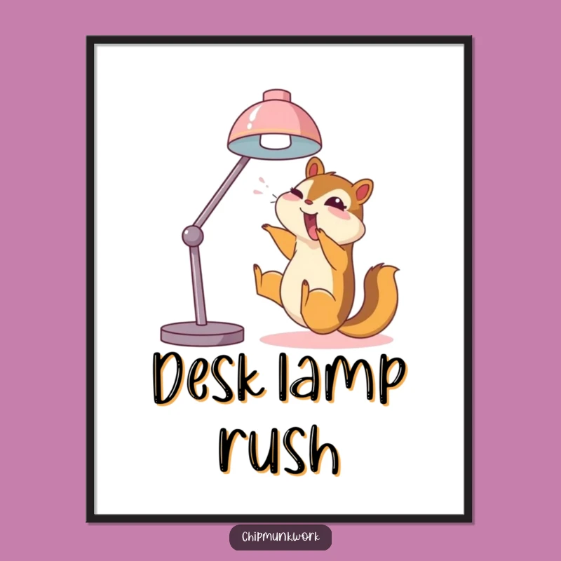 Funny Chipmunk Lamp Slide Digital Art: Joyful & Hilarious Decor!