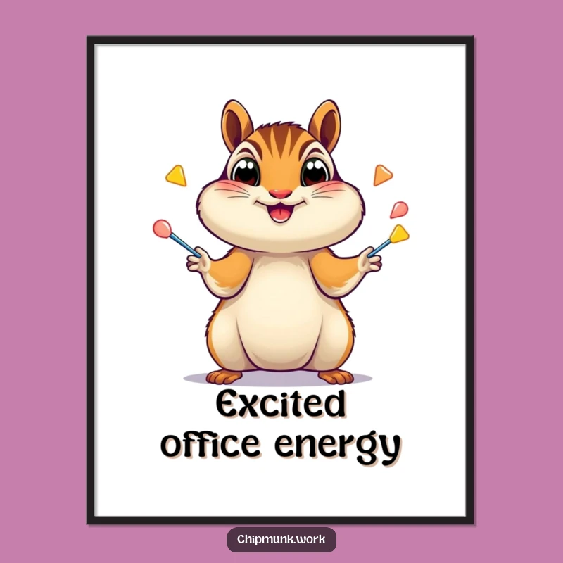 Funny Chipmunk Juggler Print: Excited Chipmunk Stapler Art, Instant Funny Gift!