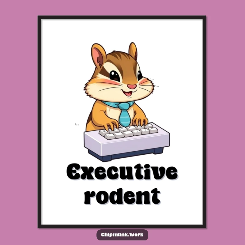 Funny Chipmunk Tie Digital Art: Instant Office Decor