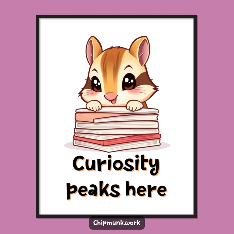 Funny Chipmunk Digital Print: Curious Paper Peek Art, Instant Quirky Gift