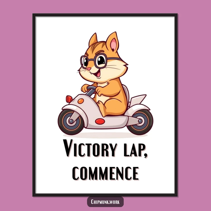 Funny Chipmunk Racer Digital Art: Instant Hilarious Decor for Speed Lovers