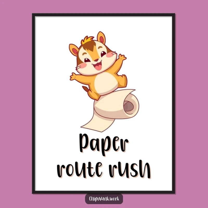 Funny Chipmunk Slide Digital Art: Energetic Rodent Print, Perfect Funny Gift!