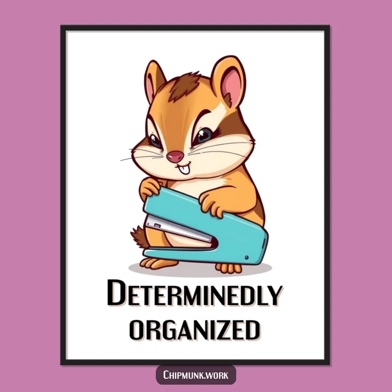 Funny Determined Chipmunk Digital Print: Instant Motivational Art