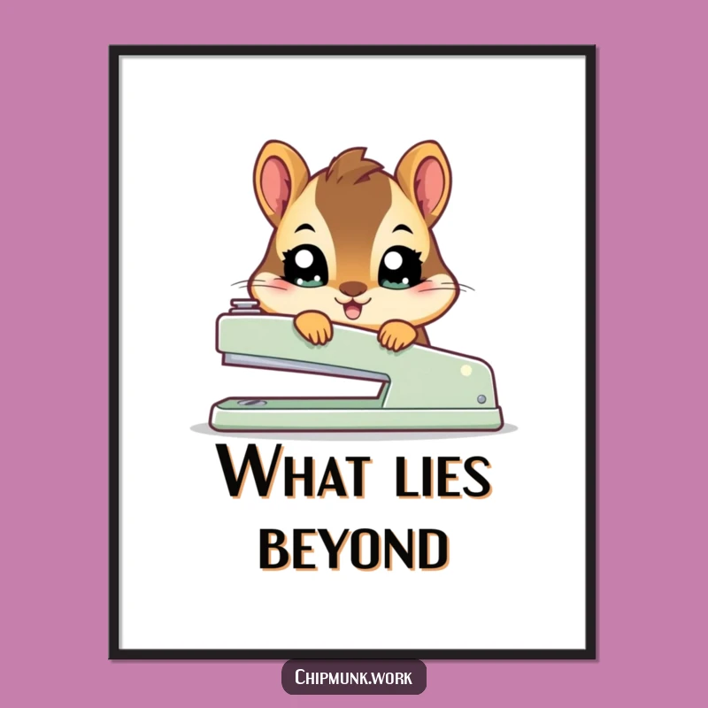 Funny Kawaii Chipmunk Stapler Digital Art - Instant Adorable Decor