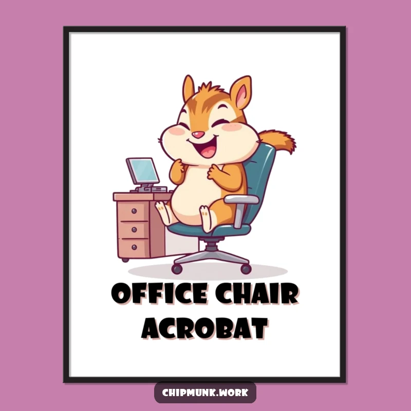 Funny Office Chipmunk Digital Art Print: Hilarious Work Humor Wall Decor!