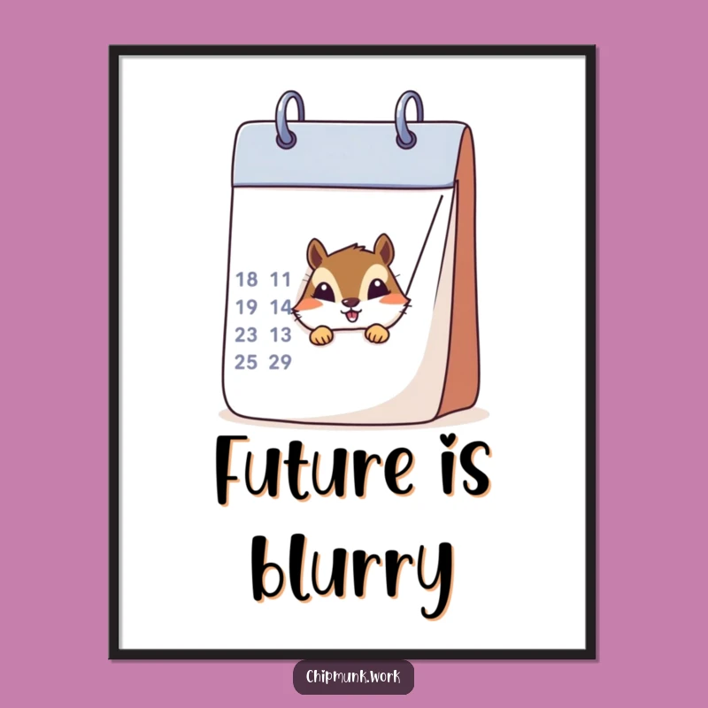 Funny Chipmunk Calendar Peek Digital Art - Instant Playful Decor
