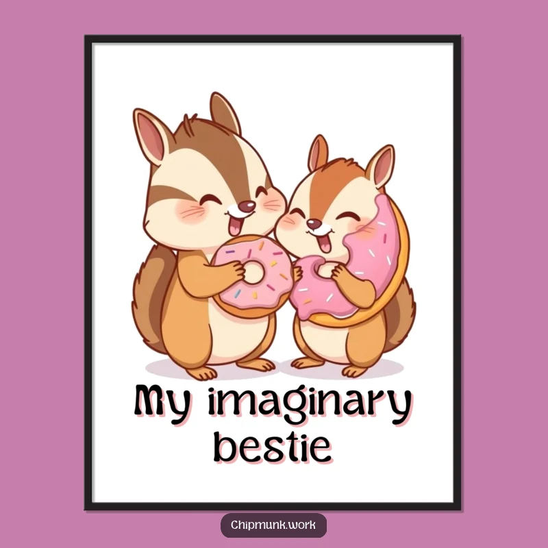 Funny Chipmunk Donut Digital Print: Instant Witty Invisible Friend Art