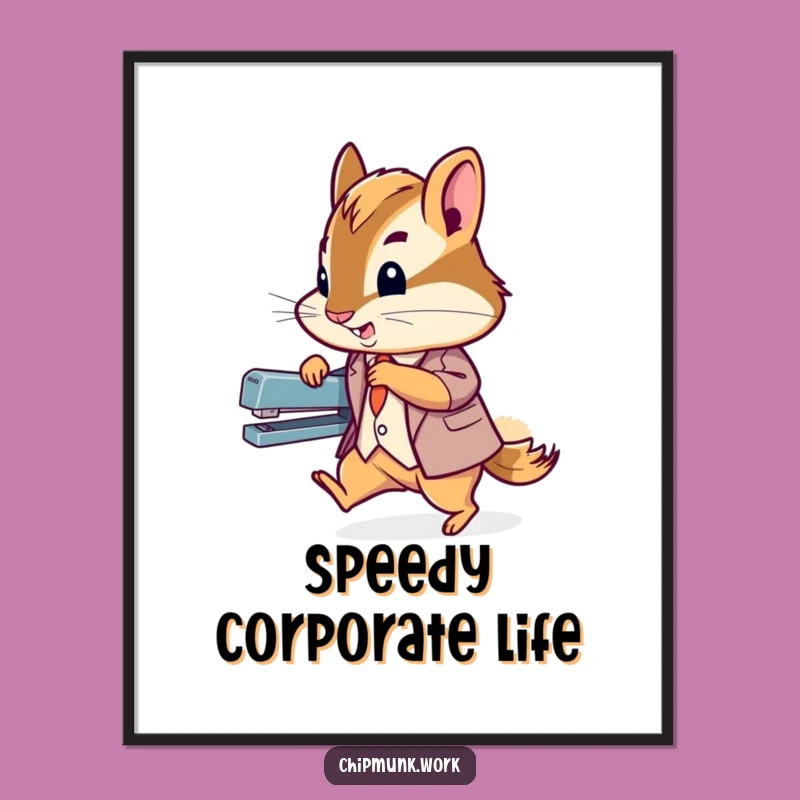 Funny Chipmunk Suit Digital Art: Hilarious Tiny Agent Print for Office Decor