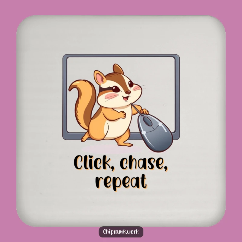 Funny Chipmunk Desktop Coaster: Hilarious Computer Chase Protection Gift!