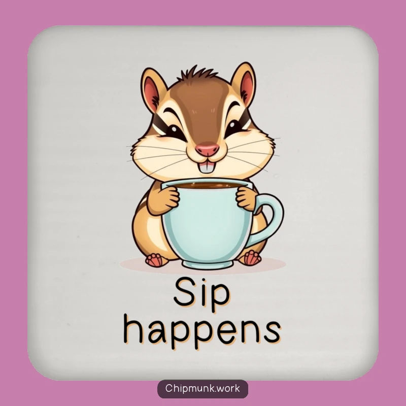 Funny Chipmunk Coffee Coaster - Goofy Sipper Table Protection