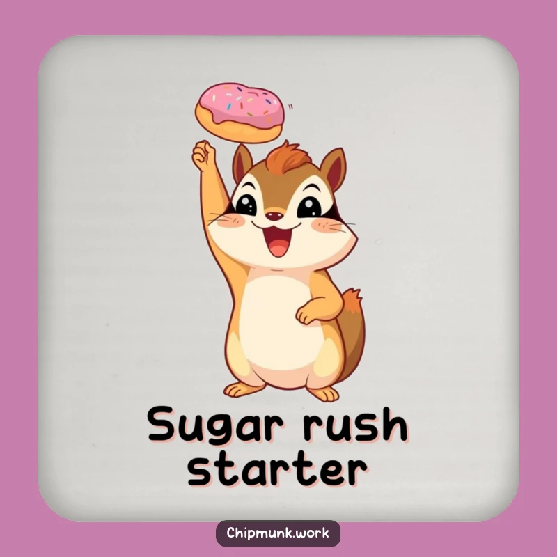 Funny Chipmunk Donut Victory Coaster - Protect Surfaces with Humor