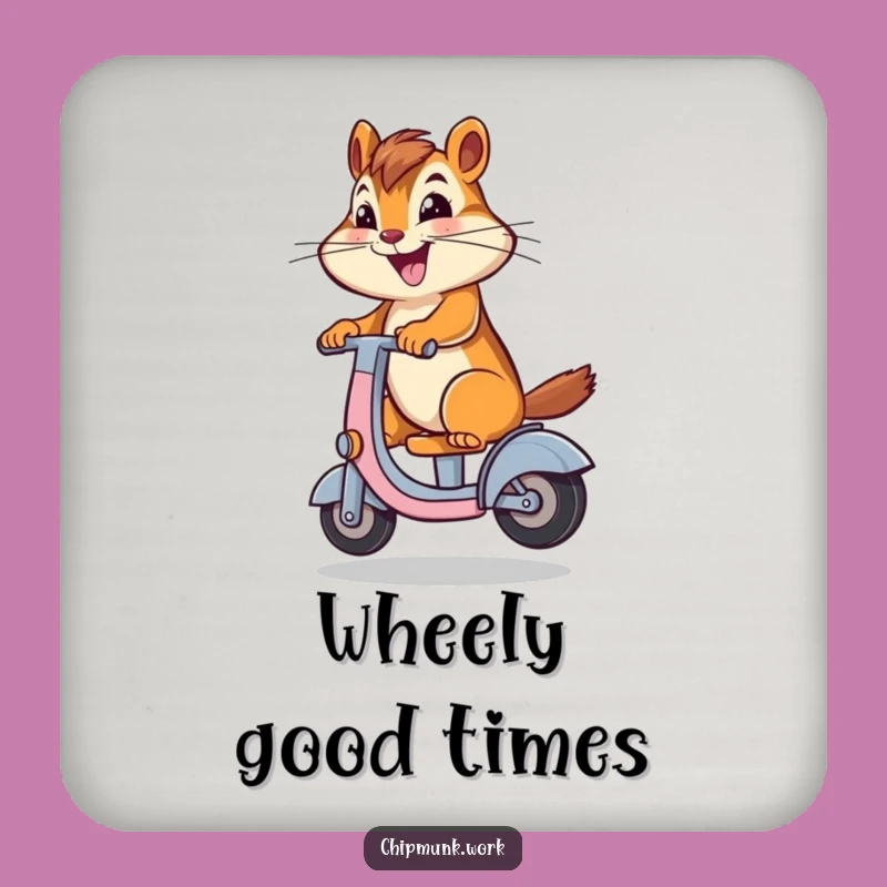 Funny Chipmunk Scooter Coaster: Protect Surfaces with Hilarious Desk Chair Charm