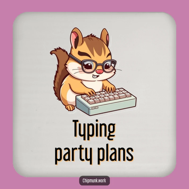 Funny Chipmunk Typist Coaster Set: Rodent Protection, Desk Gift