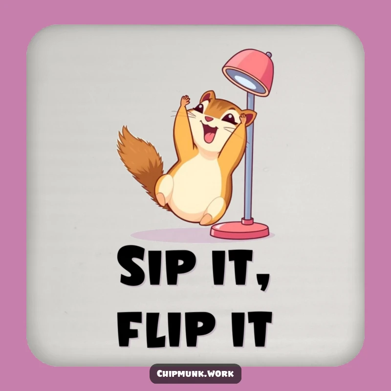 Funny Chipmunk Upside Down Lamp Coaster - Giggling Protective Table Art