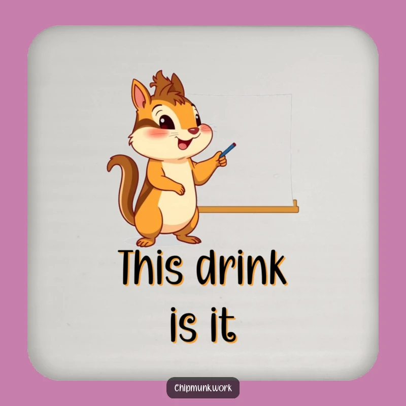 Funny Chipmunk Whiteboard Coaster - Enthusiastic Pointer Protector