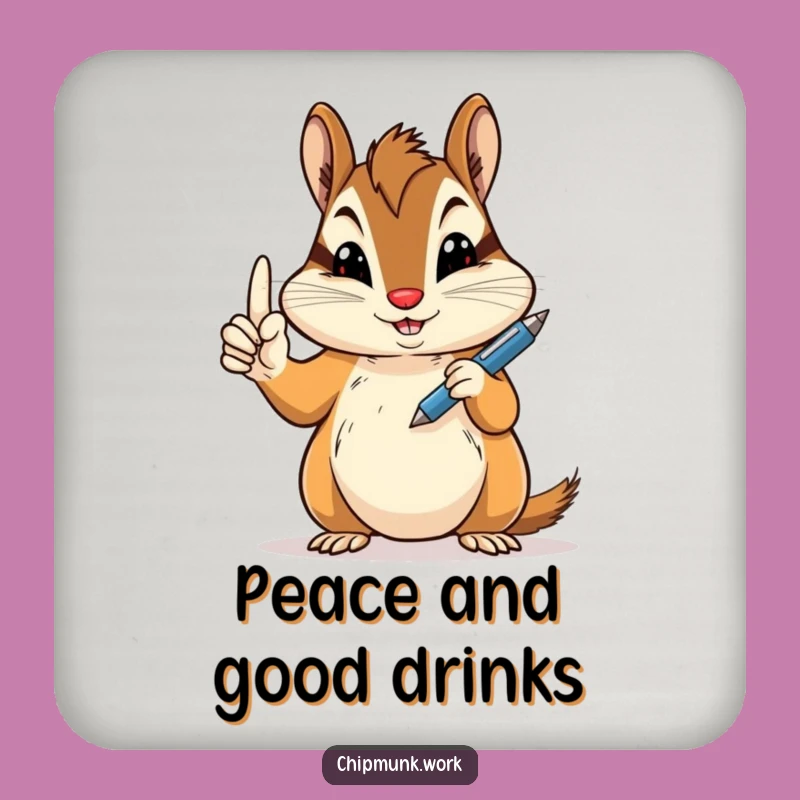 Funny Peace Sign Chipmunk Coaster: Hilarious Protection for Your Surfaces