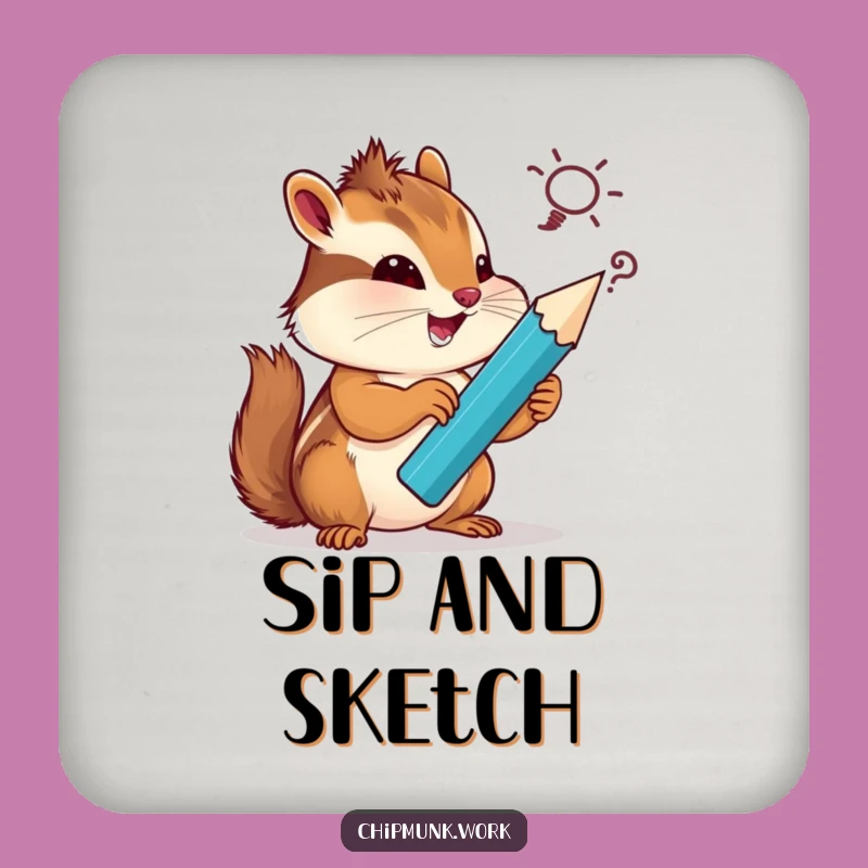 Funny Chipmunk Coaster: Protect Surfaces While Sketching Funny Ideas, Quirky Gift Decor