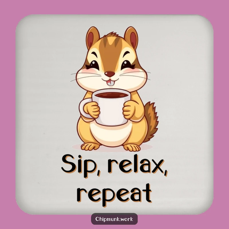 Funny Chipmunk Coffee Offer Coaster Set - Protect Surfaces with Sweetness