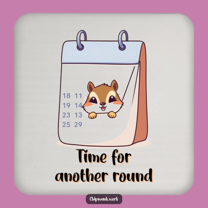 Funny Chipmunk Calendar Peek Coaster - Protect Surfaces with Playfulness