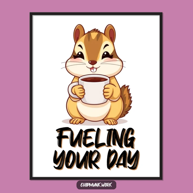 Funny Chipmunk Coffee Offer Poster - Adorable Wall Art for Cozy Spaces