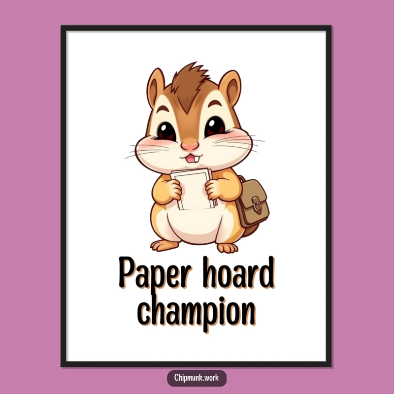Funny Chipmunk's Paper Chaos Poster: Hilarious Wall Art Gift!