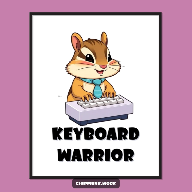 Funny Chipmunk Tie Keyboard Poster: Motivational Office Art