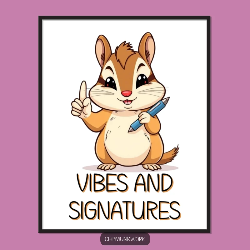 Funny Peace Sign Chipmunk Poster: Hilarious Wall Art for Creative Spaces