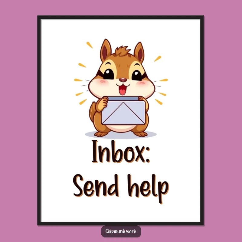 Funny Chipmunk Inbox Poster: Hilarious Wall Art for Tech-Savvy Humor