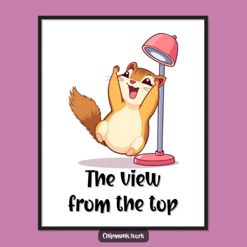 Funny Chipmunk Upside Down Giggling Lamp Poster - Whimsical Wall Art