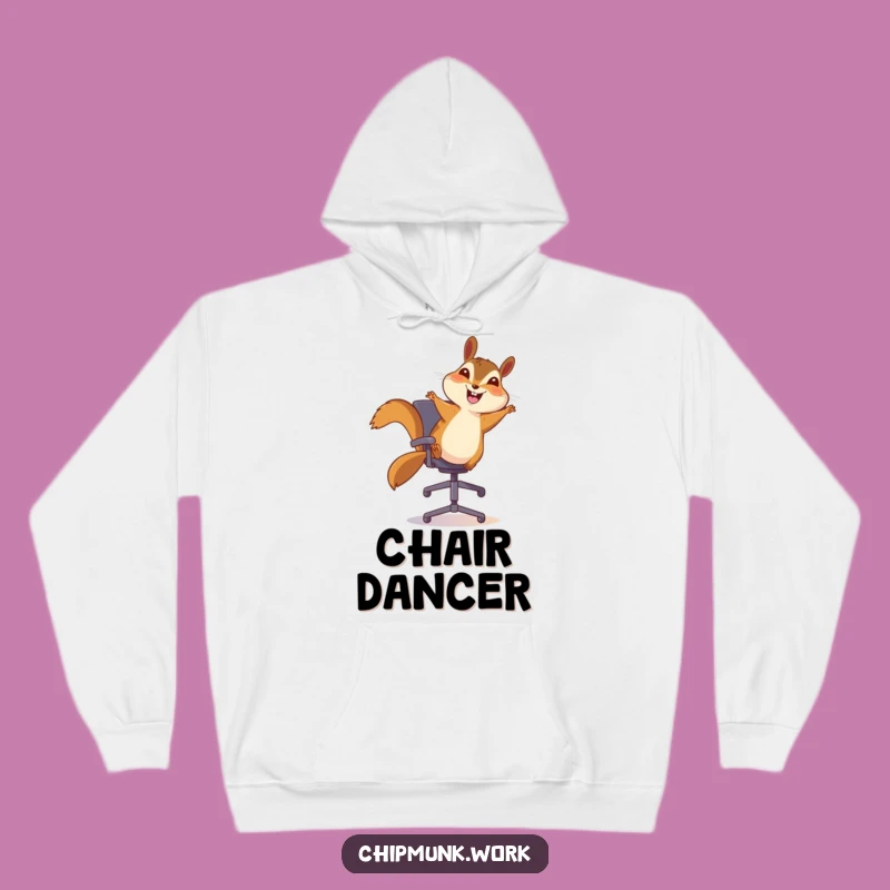 Funny Chipmunk Hoodie: Cozy Bouncing on Chair, Ultimate Comfy Funny Gift