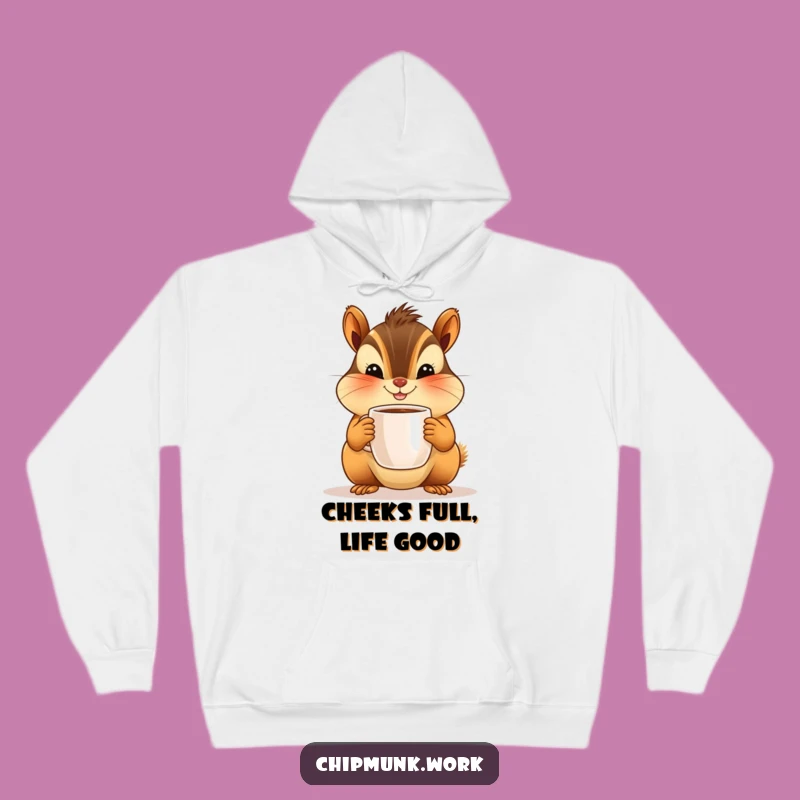 Funny Chipmunk Hoodie: Cozy Character Offering Tiny Coffee, Perfect Warm and Hilarious Gift