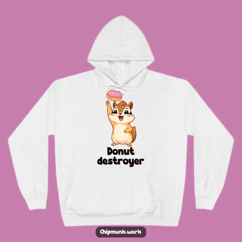 Cozy Funny Chipmunk Donut Victory Hoodie - Warm Comfort & Sweet Humor