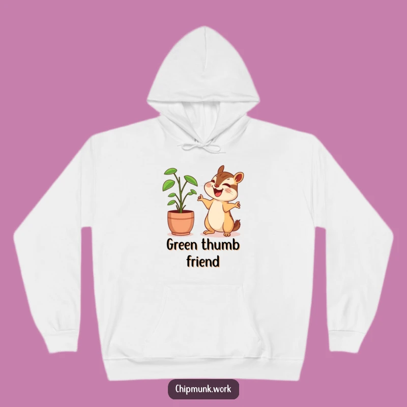 Funny Chipmunk Hoodie: Cozy Laughs with Plant Friend, Ultimate Comfy Funny Gift