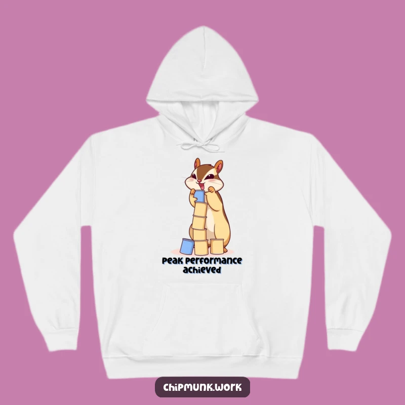 Cozy Funny Chipmunk Paper Cup Tower Hoodie - Warm & Hilarious Winter Apparel